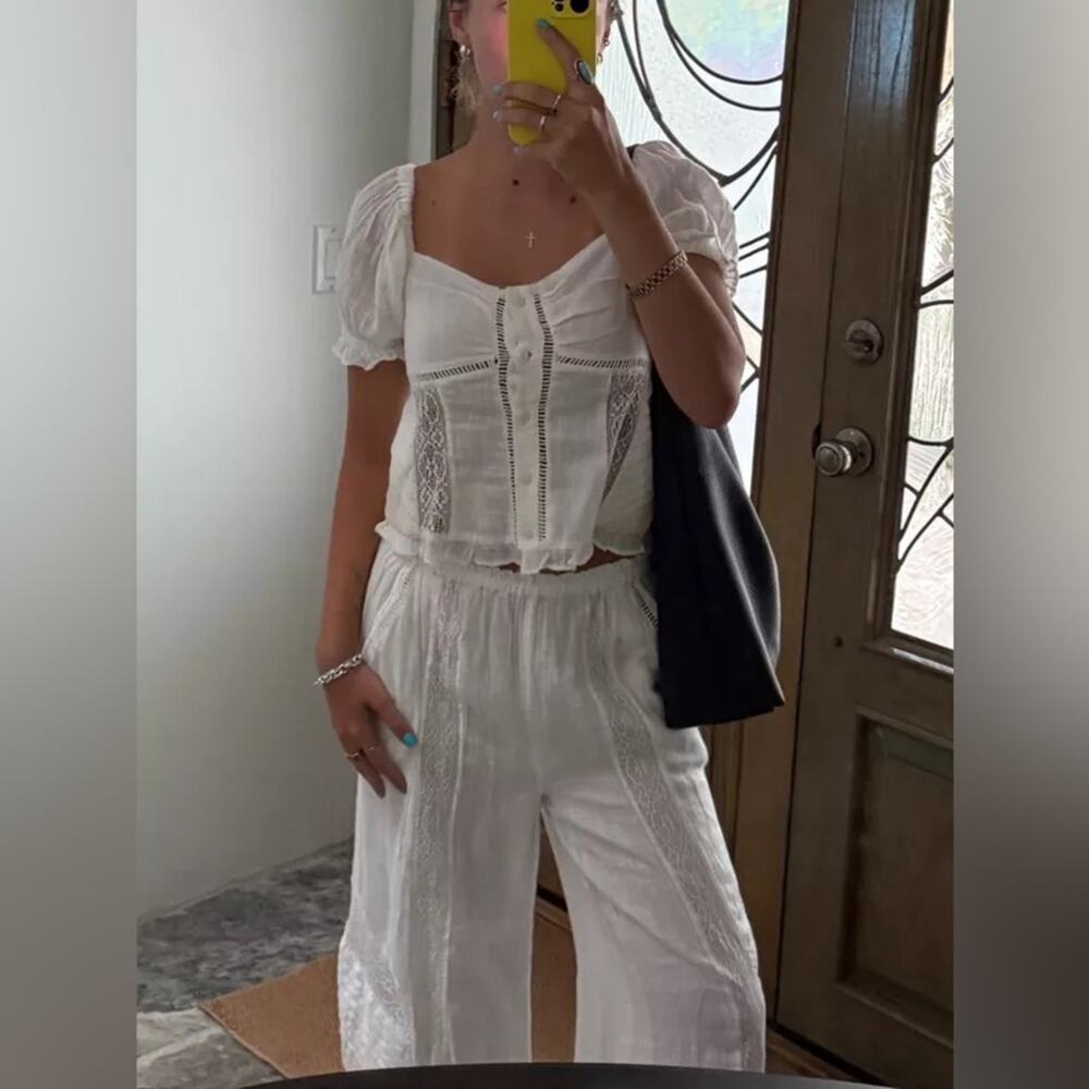 Free People Bali Alana Top & Pant Set in White  XS - Picture 12 of 14